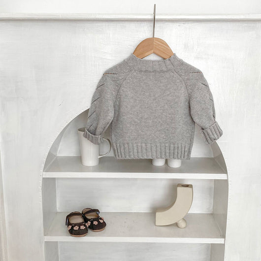 Suéter Tejido a Mano con Calado Hueco para Bebé Niña - Conjunto Coordinado - Image 10