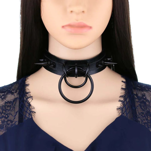 Collar Choker Punk con Remaches y Hebilla - Unisex Negro - Image 10