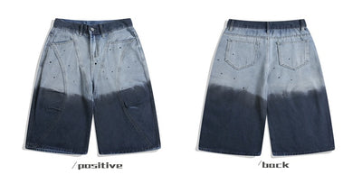 Jeans Cropped Desteñido Tie-dye Degradado Estilo Vintage - Image 7