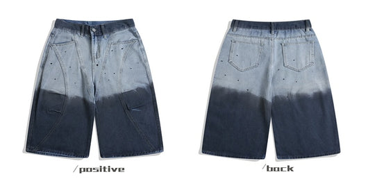 Jeans Cropped Desteñido Tie-dye Degradado Estilo Vintage - Image 7