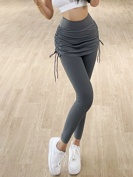 Culotte Yoga Cintura Alta con Efecto Dos Piezas y Cordón Ajustable - Image 8