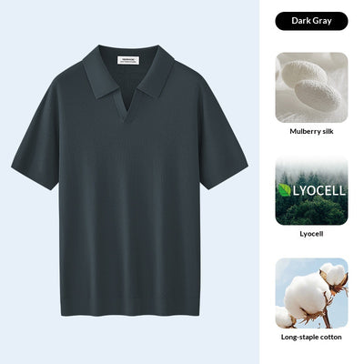 Camisa Manga Corta Cuello Alto para Hombre en Lyocell y Seda - Image 10