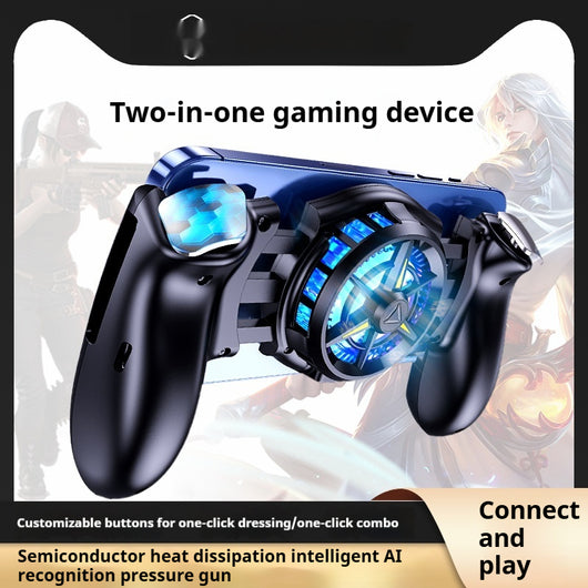 Black and white mobile phone game controller with semiconductor refrigeration, joysticks, D-pad, and action buttons. - Image 6