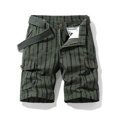 Pantalones Cortos de Trabajo Casual a Rayas para Hombre - Image 4