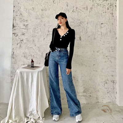 Pantalones Vaqueros Anchos Versátiles para Otoño e Invierno - Image 13