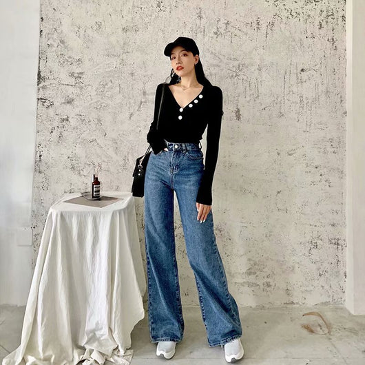 Pantalones Vaqueros Anchos Versátiles para Otoño e Invierno - Image 13