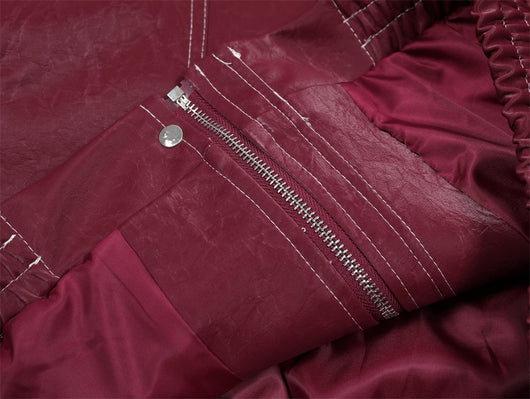 Chaqueta de Cuero PU con Costuras de Diseño y Solapa - Image 22