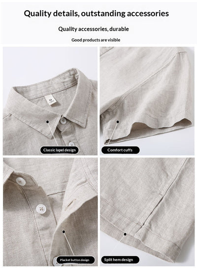 Camisa de Lino Puro para Hombre con Cuello Italiano - Image 22