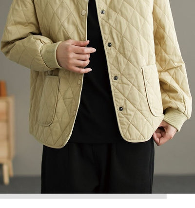 Chaqueta Acolchada de Algodón para Mujer - Diseño Rombo Ligero Otoño Invierno - Image 14