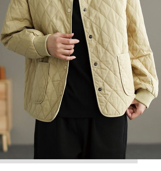 Chaqueta Acolchada de Algodón para Mujer - Diseño Rombo Ligero Otoño Invierno - Image 14