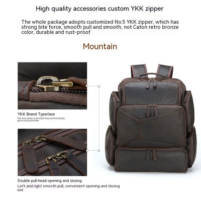Mochila de Viaje en Cuero Crazy Horse Retro 17 Pulgadas - Backpack de Cuero Premium para Hombre - Image 4