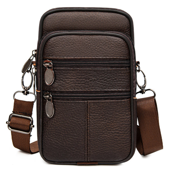 Bolsa Bandolera de Cuero Genuino Multifuncional para Teléfono
