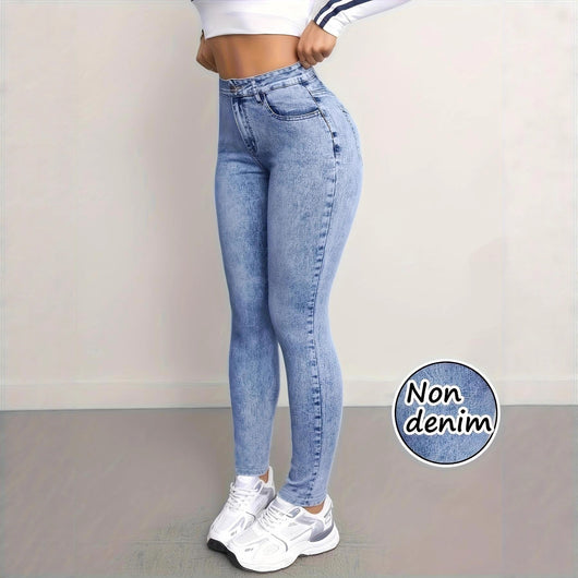 Leggings Deportivos Estampado Denim Falso - Image 4