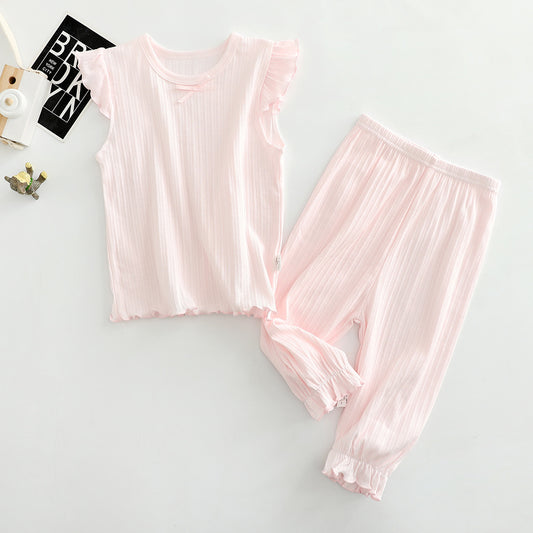Conjunto Infantil de Pantalones Cortos y Blusa - Niña Color Liso - Image 2