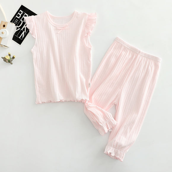 Conjunto Infantil de Pantalones Cortos y Blusa - Niña Color Liso
