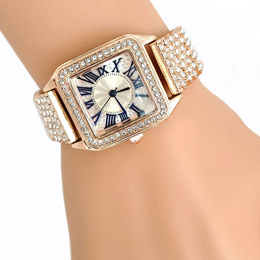 Reloj para Mujer con Diamantes Completos Pulseras Juego Cuadrado Estrella Cielo - Image 3