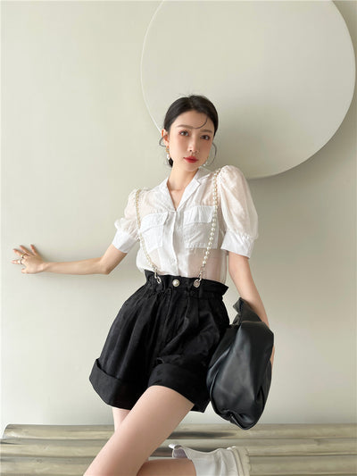 Shorts Jacquard con Tira de Perlas en el Hombro - Image 4