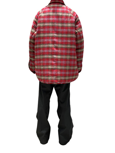 Chaqueta Acolchada de Cuadros Rojo para Hombre con Cierre de Cremallera - Image 10