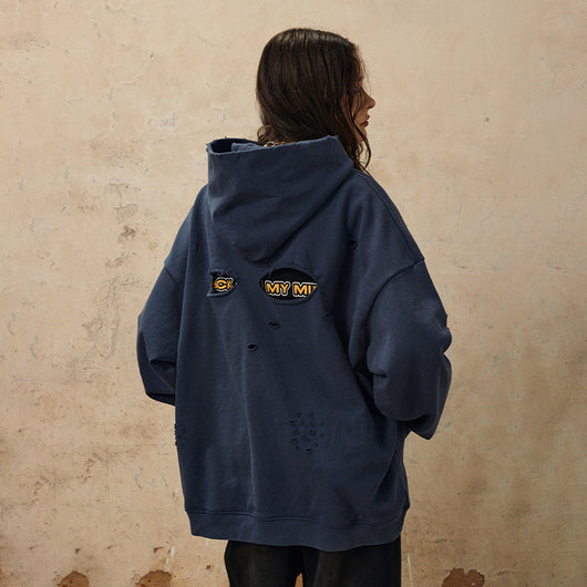 Sudadera Holgada con Diseño Desgastado - Estilo Casual Versátil - Image 6
