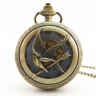 Reloj de Bolsillo Vintage con Diseño de Pájaro y Flecha Antiguo - Image 3