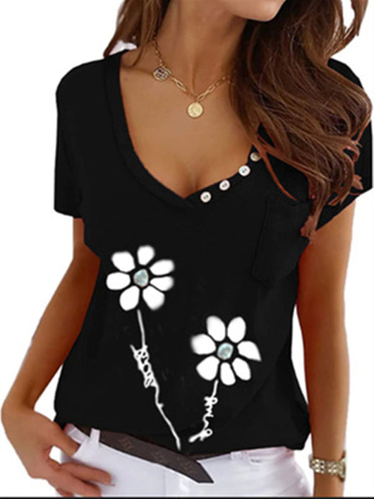 Camiseta Slim Fit Cuello V con Estampado Manga Corta - Image 9