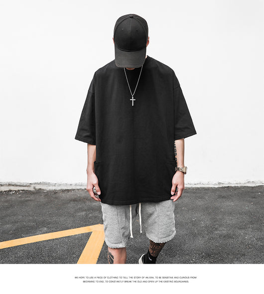 Camiseta Casual Americana de Manga Corta con Bolsillo y Orilla Deshilachada para Hombre - Image 15