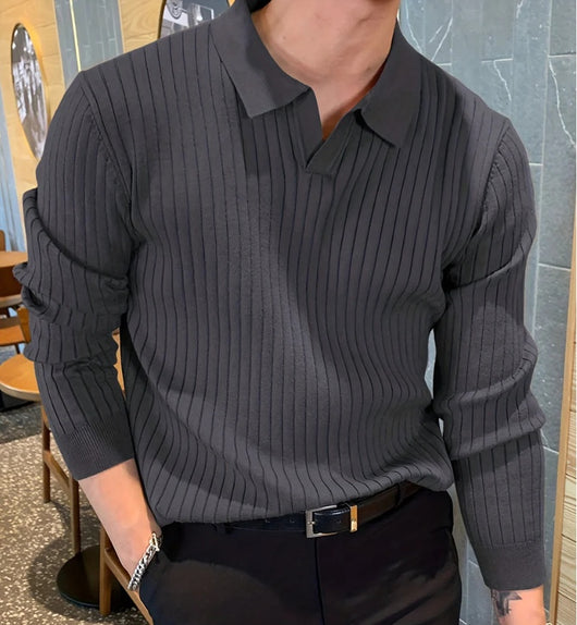 Polo Texturizado Slim Fit de Manga Larga para Hombre - Cómodo y Elegante - Image 21