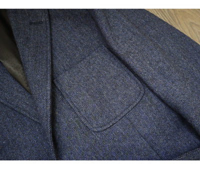 Chaqueta de Trabajo Vintage Americana en Tweed Espiga Lana Pesada con Botones Champiñón - Image 7