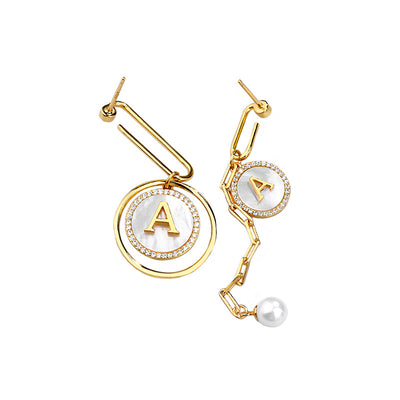 Aretes de Plata Esterlina Asimétricos con Letras Personalizadas - Image 5