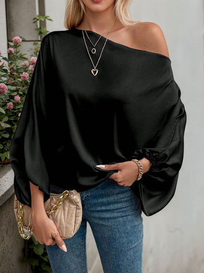 Blusa Suelta de Hombro Descubierto con Mangas Acampanadas - Image 12
