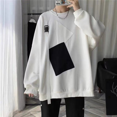 Sudadera Hombre Parches Blanco y Negro con Diseño Moderno - Image 2