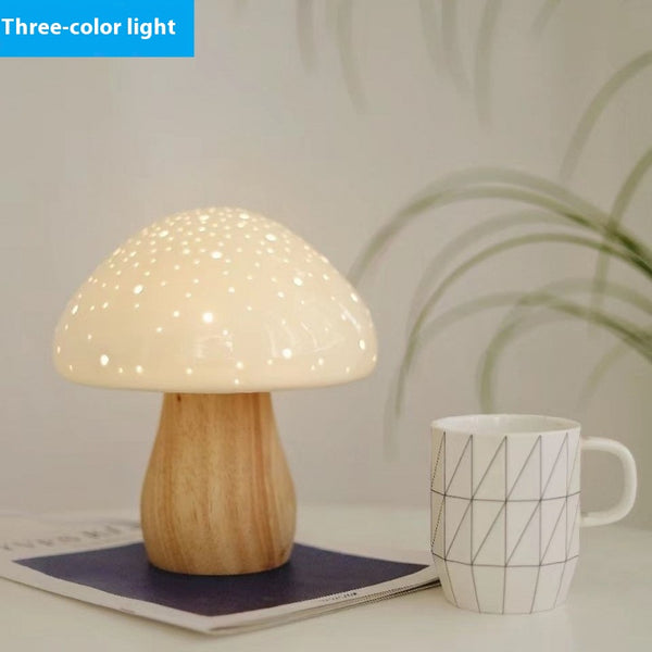 Lámpara Nocturna de Madera Maciza Diseño Seta - Decoración Minimalista para Mesita - Image 7