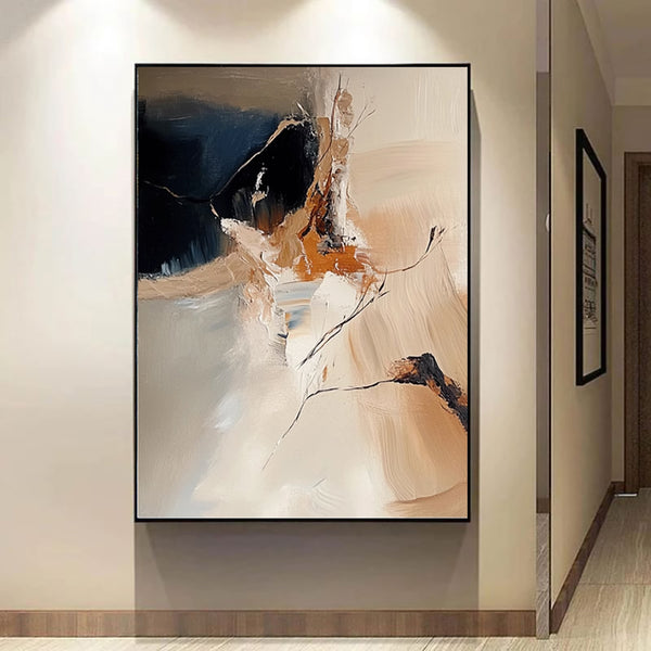 Cuadro Abstracto Moderno Colores Morandi - Lienzo Óleo Hecho a Mano sin Marco
