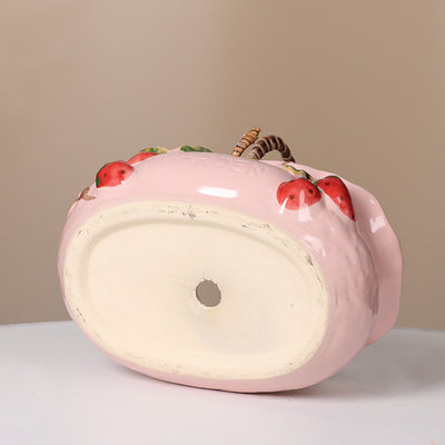 Maceta Decorativa para Suculentas con Diseño de Fresa Pintada - Image 8