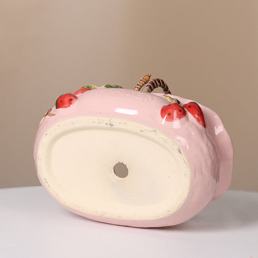 Maceta Decorativa para Suculentas con Diseño de Fresa Pintada - Image 8