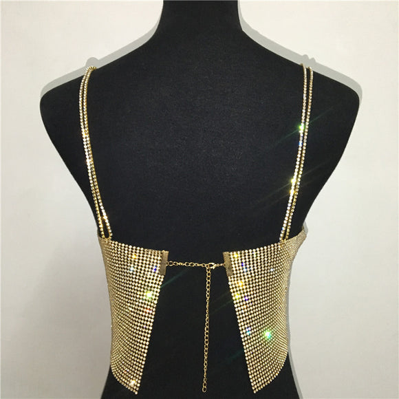 Top Espalda Descubierta con Cadena de Diamantes