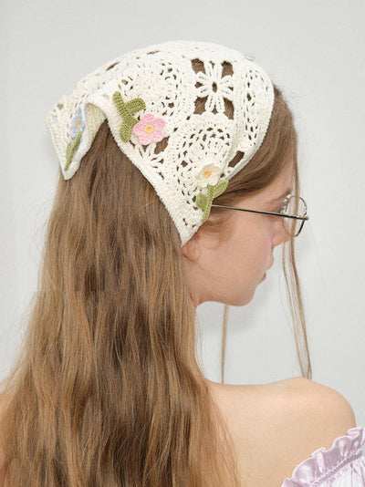 Pañuelo Triangular Retro Estilo Francés - Turbante Tejido Vintage - Image 9