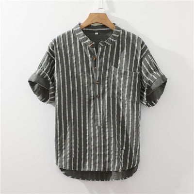 Camisa Rayada Estilo Japonés para Hombre