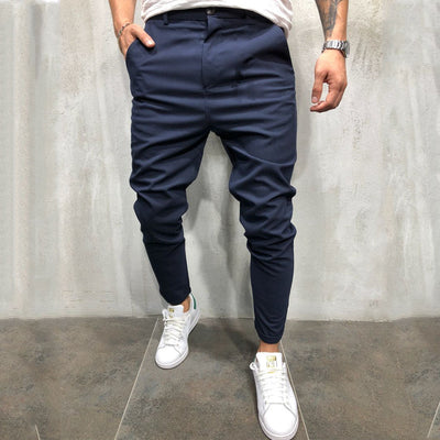 Pantalones Casuales Slim Fit en Tela Tejida Color Sólido para Hombre - Image 20