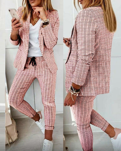 Pantalón Recto a Cuadros para Mujer - Traje Casual Moderno - Image 3