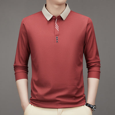 Polo Ejecutivo Otoño Hombre - Camisa Básica Cuello Solapa Color Sólido - Image 4