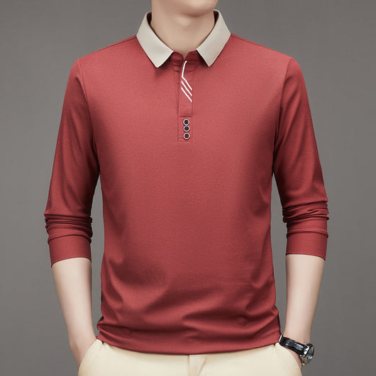 Polo Ejecutivo Otoño Hombre - Camisa Básica Cuello Solapa Color Sólido - Image 4