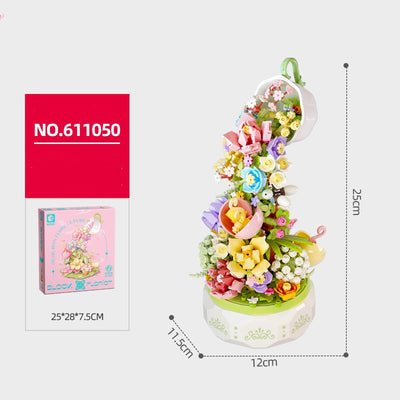 Caja de Música Decorativa con Bloques de Construcción Luminosos y Flores - Image 3