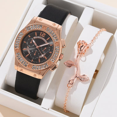 Reloj de Moda Coreana con Diamantes Incrustados y Correa PU - Image 9