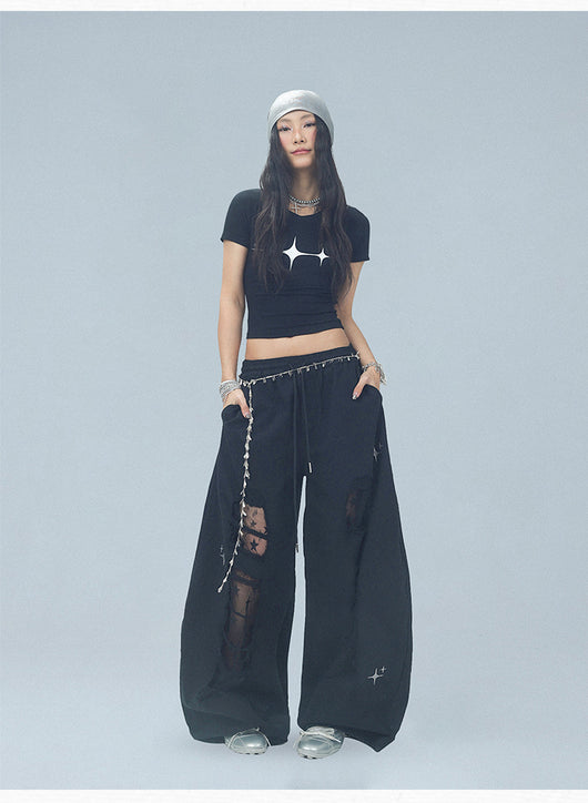 Pantalones Casuales Rotos con Parches Denim para Bailar - Image 34