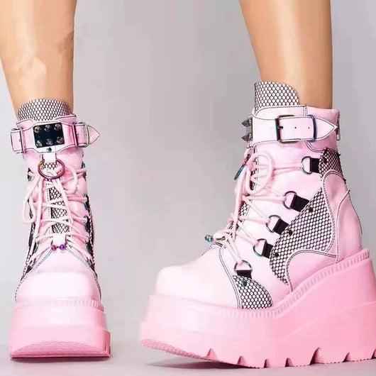 Botas Plataforma Cuña para Mujer Talla Grande Punta Redonda - Image 12