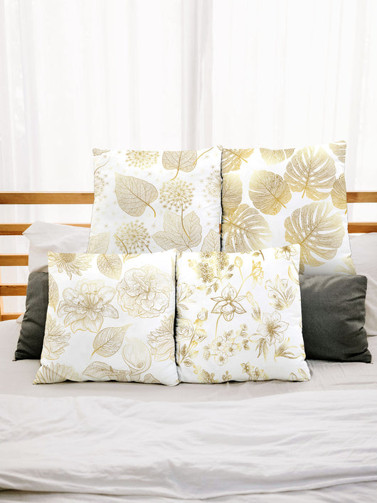 Almohada de Respaldo Flanela Dorada con Flores y Lentejuelas - Image 16