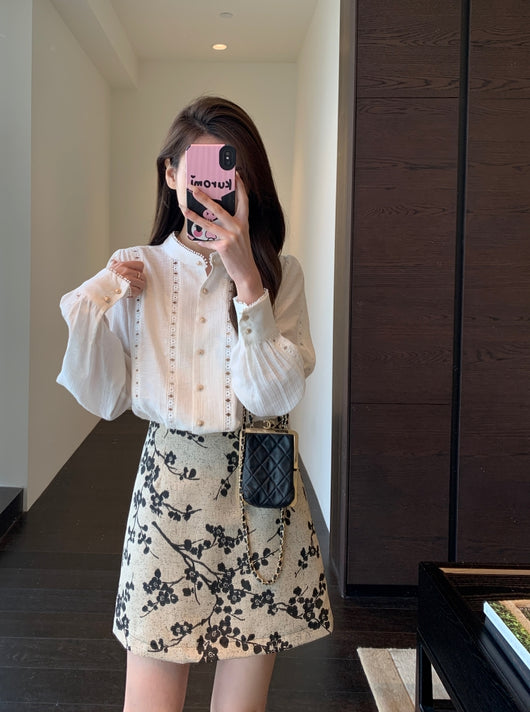 Blusa Blanca para Primavera y Verano con Mangas Tipo Linterna Francesa - Image 25