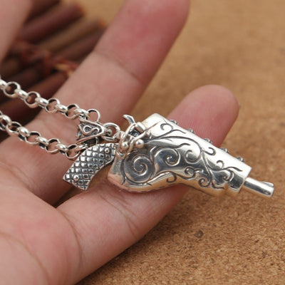 Colgante de Plata Tailandesa Estilo Punk Dominante con Pistola - Image 9
