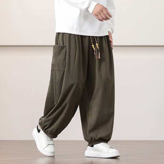 Pantalones Harem de Pana Otoño Estilo Chino para Hombre
